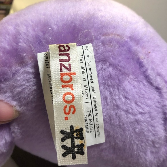 Rare Vintage Ganz Bros. Plush Purple Bear With Blue Hat And Bow Tie 14” - Picture 7 of 11